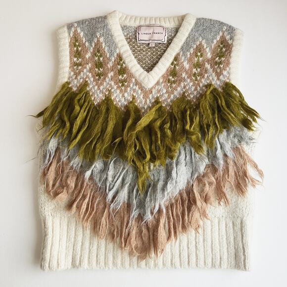 Lingua Franca Mariel Fluffy V-Neck Vest